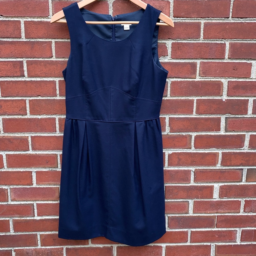 J. Crew Pleated Shift Dress in Wool Flannel